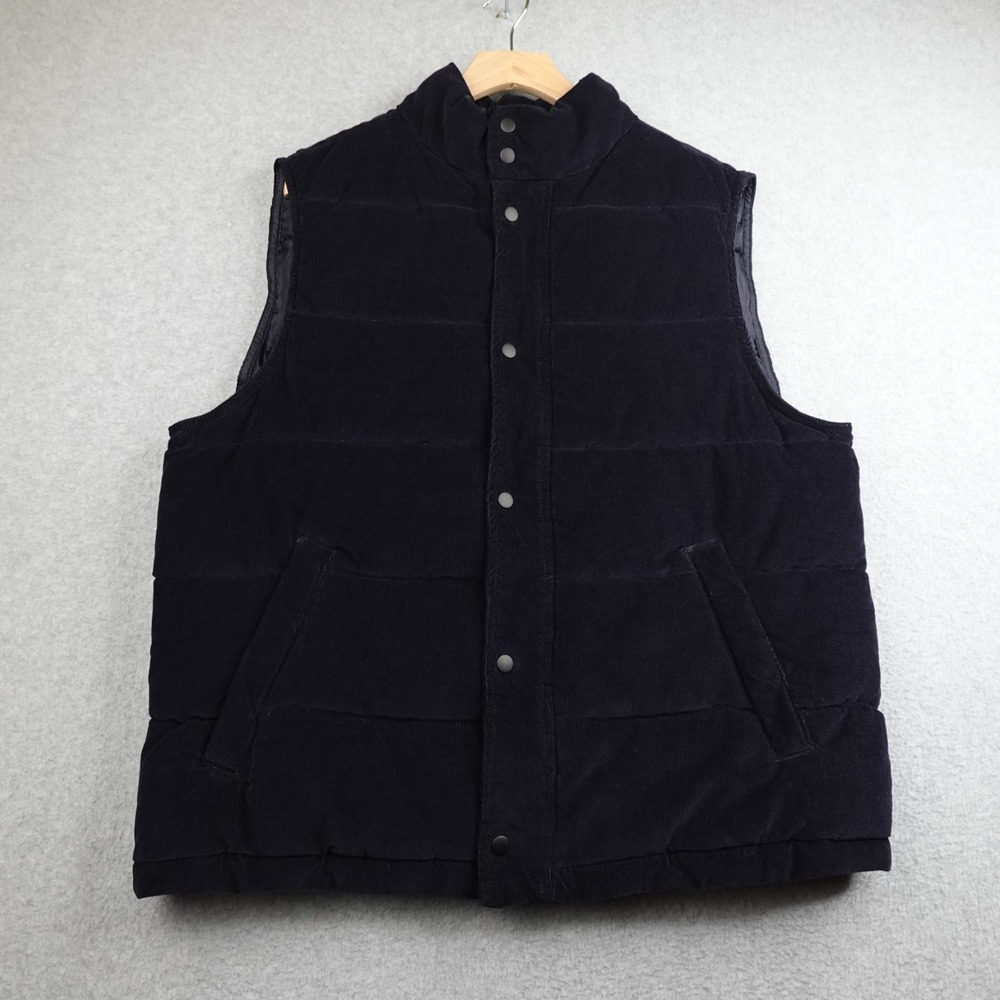 Banana Republic Vest Mens Large Navy Blue Corduroy Puffer Quilted Casual Outdoor